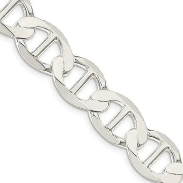 Sterling Silver 12.3mm Flat Anchor Chain Necklace - Larson Jewelers