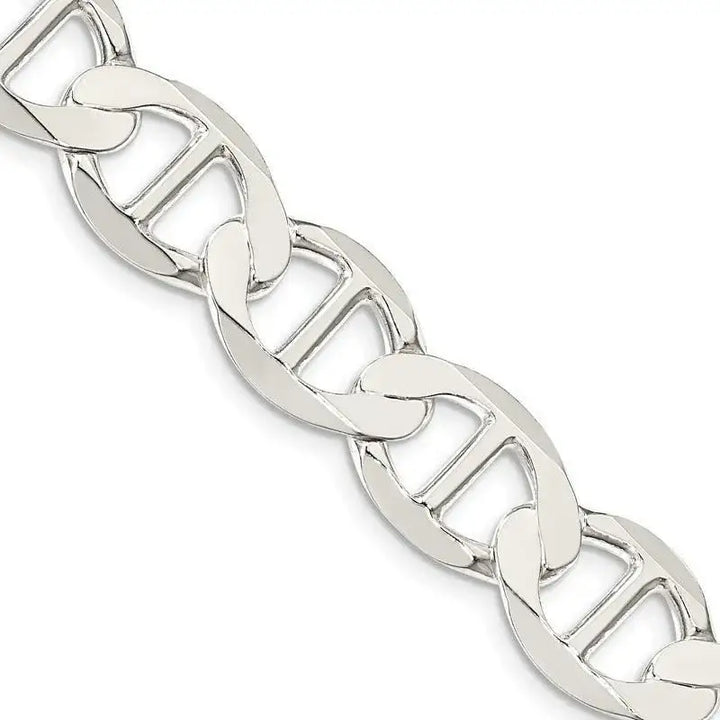 Sterling Silver 12.3mm Flat Anchor Chain Necklace - Larson Jewelers