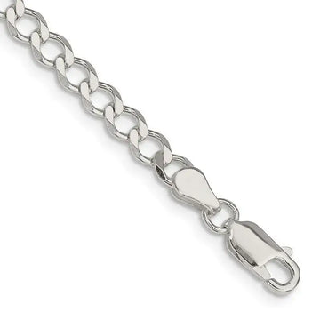 Sterling Silver 4.5mm Semi-solid Flat Curb Chain Bracelet - Larson Jewelers