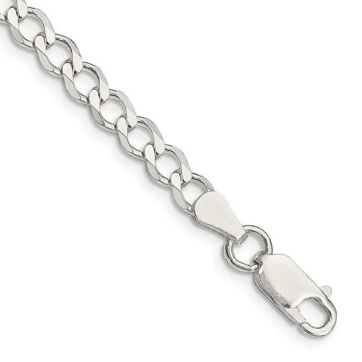 Sterling Silver 5.3mm Semi-solid Flat Curb Chain Bracelet - Larson Jewelers