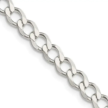 Sterling Silver 5.3mm Semi-solid Flat Curb Chain Necklace - Larson Jewelers
