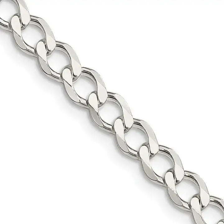 Sterling Silver 5.3mm Semi-solid Flat Curb Chain Necklace - Larson Jewelers