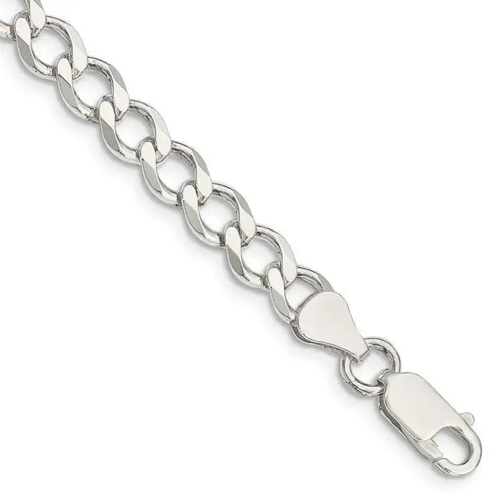 Sterling Silver 6.4mm Semi-solid Flat Curb Chain Bracelet - Larson Jewelers