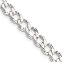 Collier en argent sterling avec chaîne à maille gourmette plate semi-solide de 6,4 mm