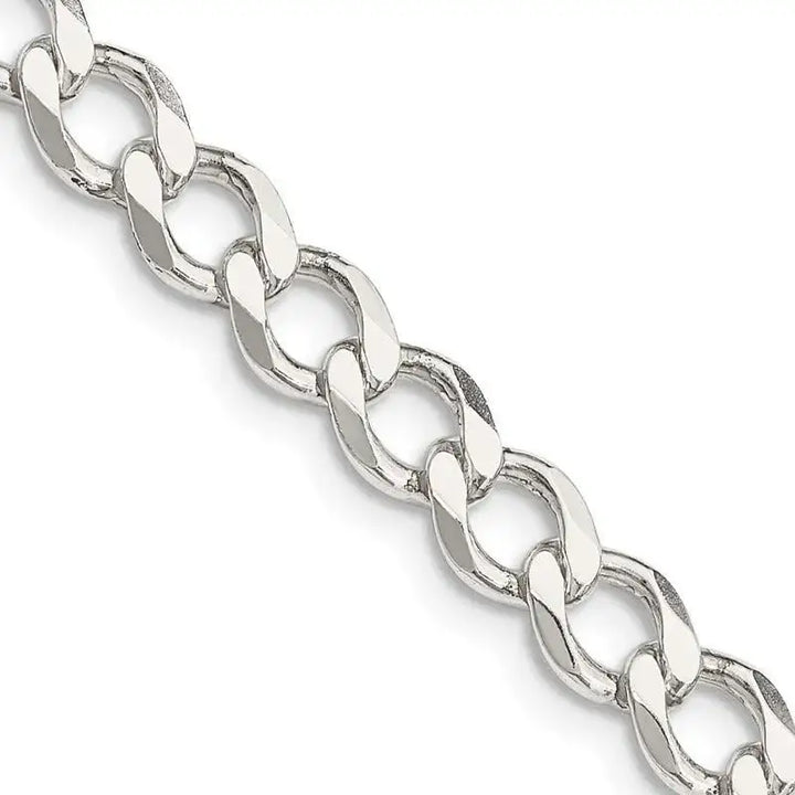 Sterling Silver 6.4mm Semi-solid Flat Curb Chain Necklace - Larson Jewelers