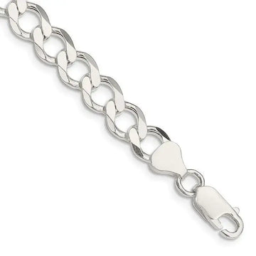 Sterling Silver 8.1mm Semi-solid Flat Curb Chain Bracelet - Larson Jewelers