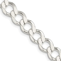 Collier en argent sterling avec chaîne à maille gourmette plate semi-solide de 8,1 mm