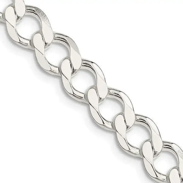 Sterling Silver 8.1mm Semi-solid Flat Curb Chain Necklace - Larson Jewelers
