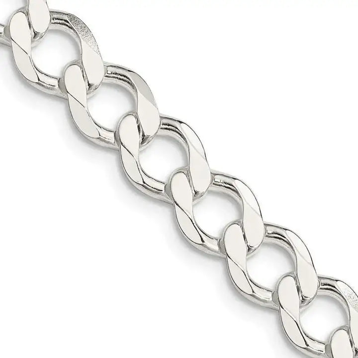 Sterling Silver 8.1mm Semi-solid Flat Curb Chain Necklace - Larson Jewelers