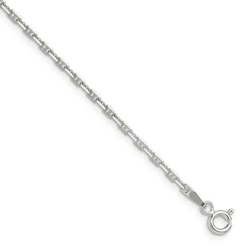 Sterling Silver Polished and D/C 2mm Marine Link Chain Bracelet - Larson Jewelers