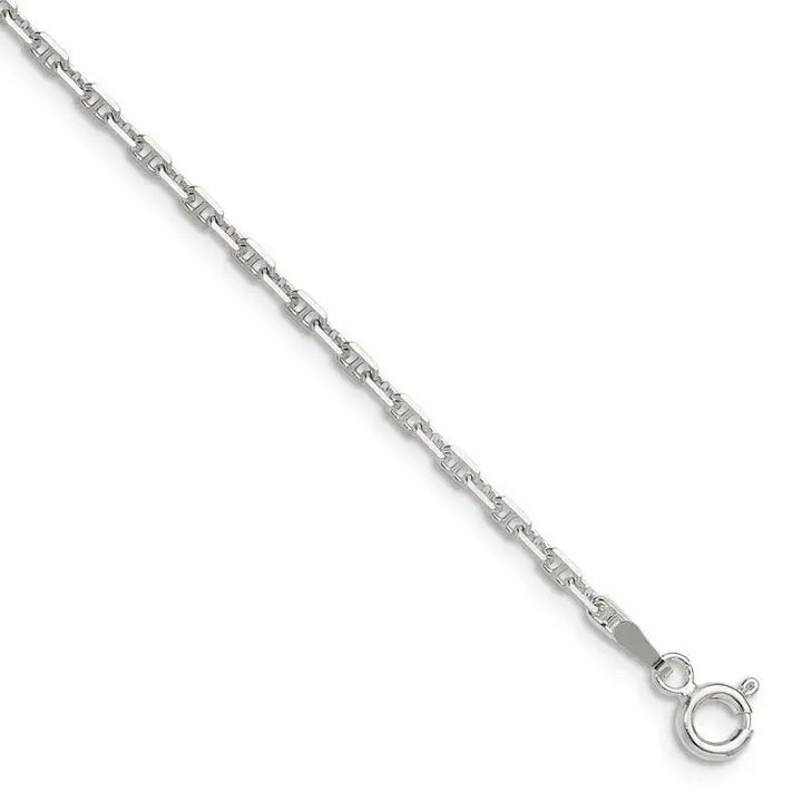 Sterling Silver Polished and D/C 2mm Marine Link Chain Bracelet - Larson Jewelers