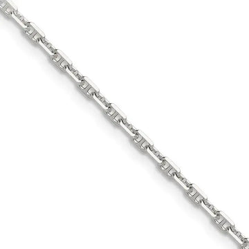 Sterling Silver Polished and D/C 2mm Marine Link Chain Necklace - Larson Jewelers
