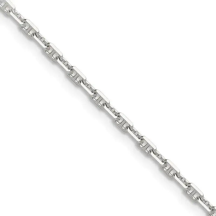 Sterling Silver Polished and D/C 2mm Marine Link Chain Necklace - Larson Jewelers