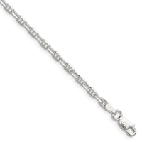 Bracelet chaîne à maillons marins en argent sterling poli et D/C de 3 mm