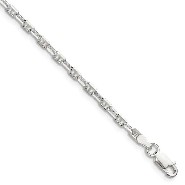 Sterling Silver Polished and D/C 3mm Marine Link Chain Bracelet - Larson Jewelers