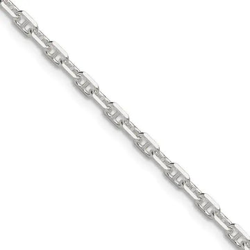 Sterling Silver Polished and D/C 3mm Marine Link Chain Necklace - Larson Jewelers