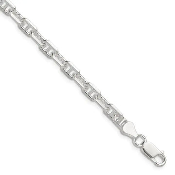 Sterling Silver Polished and D/C 5.75mm Marine Link Chain Bracelet - Larson Jewelers