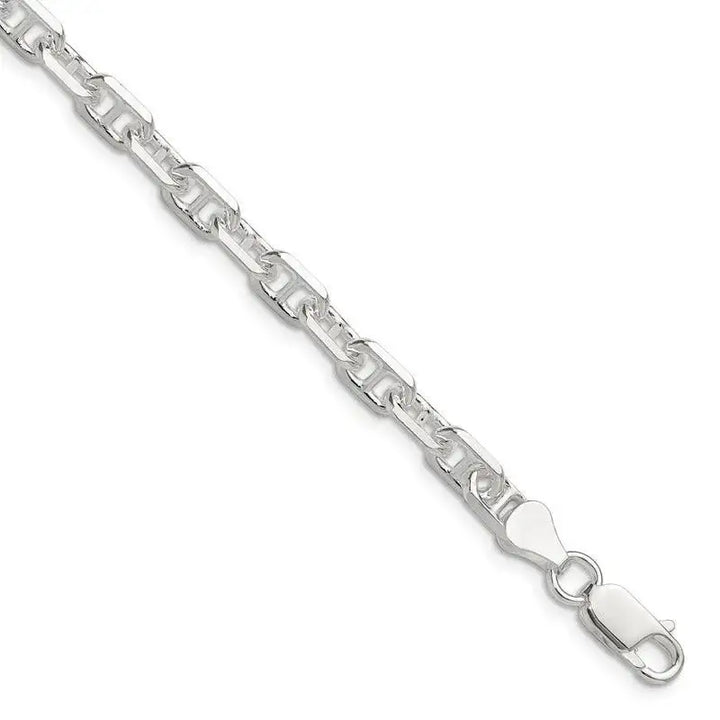 Sterling Silver Polished and D/C 5.75mm Marine Link Chain Bracelet - Larson Jewelers