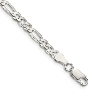 Sterling Silver 4.5mm Lightweight Flat Figaro Chain Bracelet - Larson Jewelers