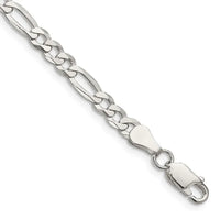 Pulsera ligera de cadena Figaro plana de 4,5 mm en plata de ley