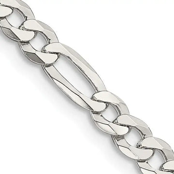 Sterling Silver 9.5mm Lightweight Flat Figaro Chain Necklace - Larson Jewelers