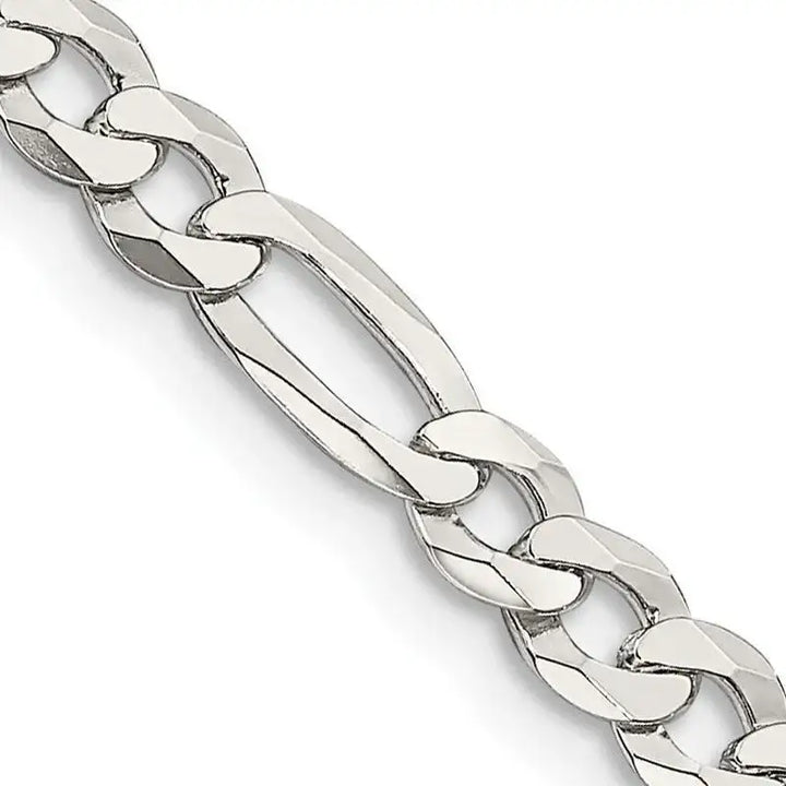 Sterling Silver 9.5mm Lightweight Flat Figaro Chain Necklace - Larson Jewelers