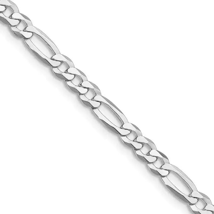 Sterling Silver Rhodium-plated 8.5mm Lightweight Flat Figaro Chain Necklace - Larson Jewelers