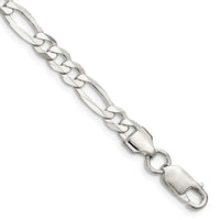 Bracelet chaîne Figaro plate légère en argent sterling de 5,5 mm