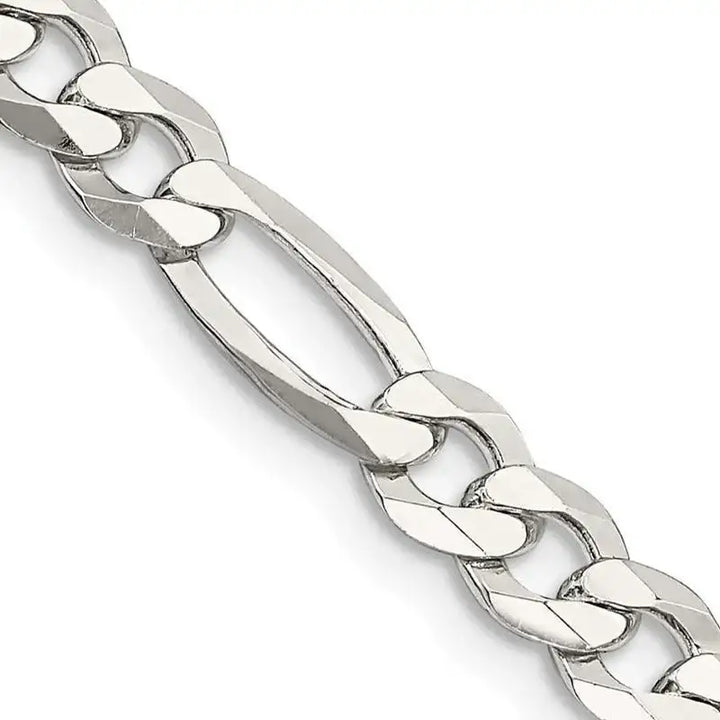 Sterling Silver 5.5mm Lightweight Flat Figaro Chain Necklace - Larson Jewelers