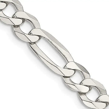 Sterling Silver 7.5mm Lightweight Flat Figaro Chain Necklace - Larson Jewelers