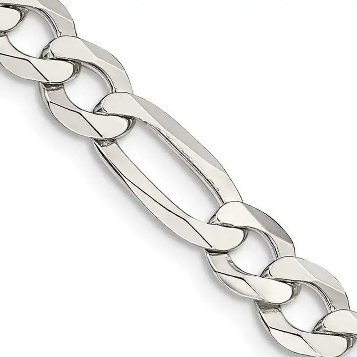 Sterling Silver 7.5mm Lightweight Flat Figaro Chain Necklace - Larson Jewelers