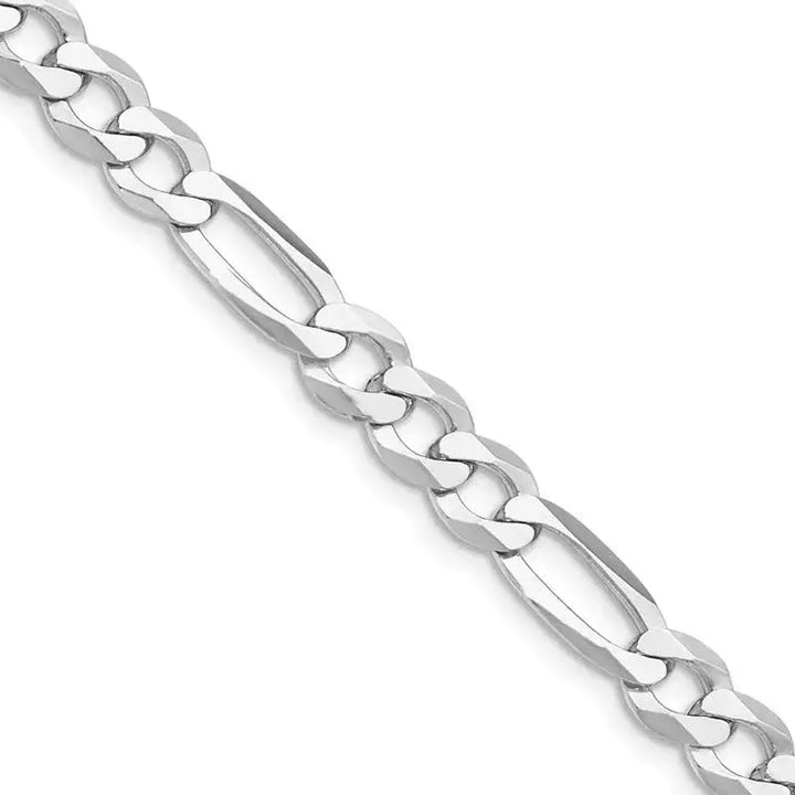 Sterling Silver Rhodium-plated 7.5mm Lightweight Flat Figaro Chain Necklace - Larson Jewelers