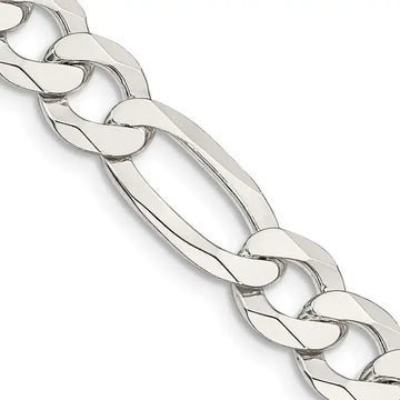 Sterling Silver 8.5mm Lightweight Flat Figaro Chain Necklace - Larson Jewelers