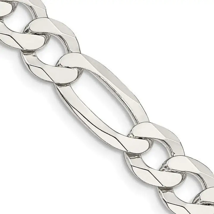 Sterling Silver 8.5mm Lightweight Flat Figaro Chain Necklace - Larson Jewelers