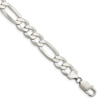 Bracelet chaîne Figaro plate légère en argent sterling de 9,5 mm