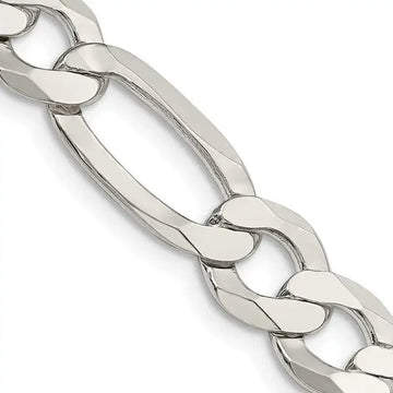 Sterling Silver 9.5mm Lightweight Flat Figaro Chain Necklace - Larson Jewelers