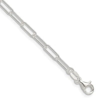Collier chaîne trombone allongée en argent sterling poli de 3 mm