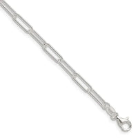 Sterling Silver Polished 3.5mm Elongated Cable Chain Bracelet