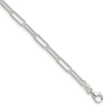 Sterling Silver Polished 3.5mm Elongated Cable Chain Bracelet - Larson Jewelers