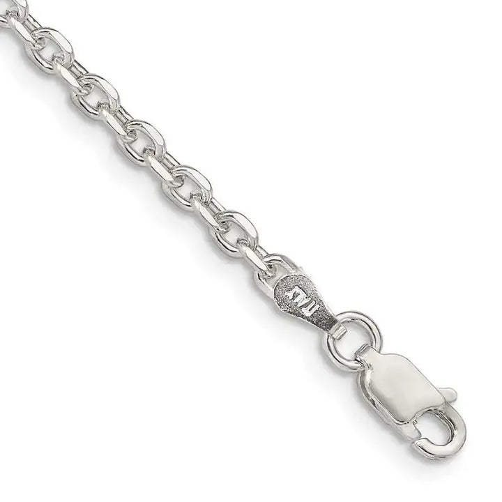 Sterling Silver 2.75mm Diamond-cut Forzantina Cable Chain Bracelet - Larson Jewelers