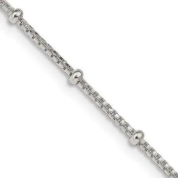 Sterling Silver 1.25mm Fancy Beaded Box Chain Necklace - Larson Jewelers