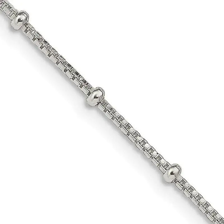 Sterling Silver 1.25mm Fancy Beaded Box Chain Necklace - Larson Jewelers