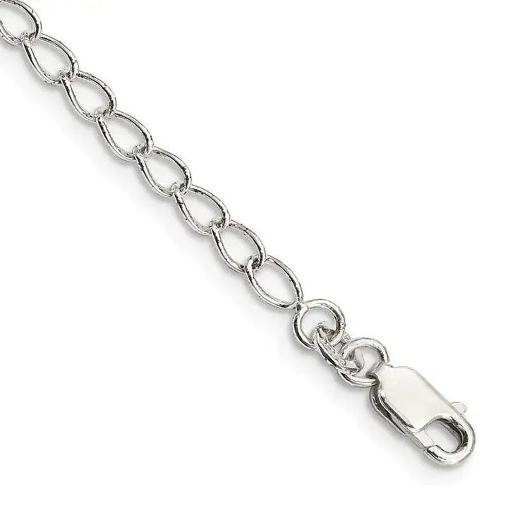 Sterling Silver 3mm Half Round Wire Open Curb Chain Anklet - Larson Jewelers