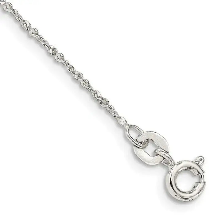 Sterling Silver 1mm Twisted Serpentine Chain Anklet - Larson Jewelers