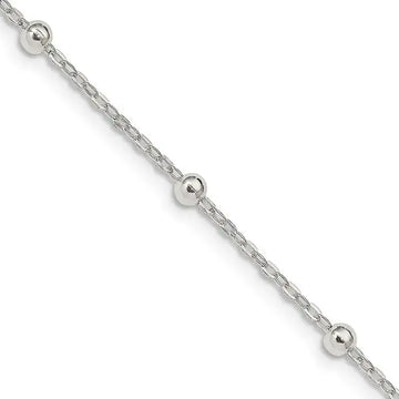 Sterling Silver 1.3mm Fancy Beaded Chain Necklace - Larson Jewelers