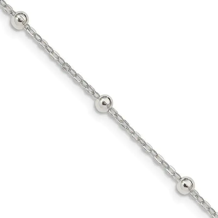Sterling Silver 1.3mm Fancy Beaded Chain Necklace - Larson Jewelers