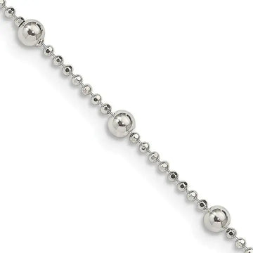 Sterling Silver Diamond-cut Fancy Beaded Chain Necklace - Larson Jewelers