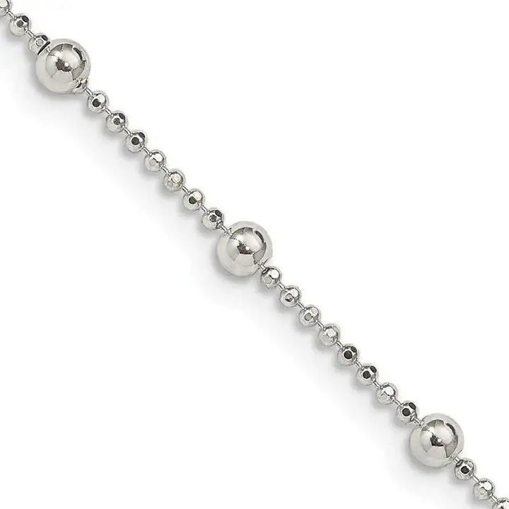 Sterling Silver Diamond-cut Fancy Beaded Chain Necklace - Larson Jewelers
