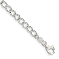 Bracelet en argent sterling avec chaîne gourmette ouverte en fil demi-rond de 4,5 mm