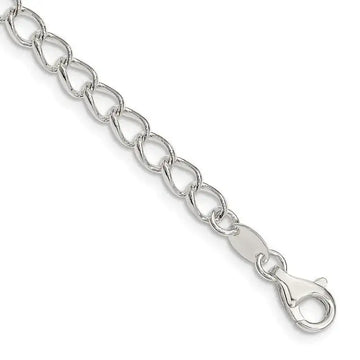 Sterling Silver 4.5mm Half round Wire Open Curb Chain Bracelet - Larson Jewelers